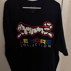 Le Tigre Black Tee with Multicolor Logo and White Tiger 4xl
